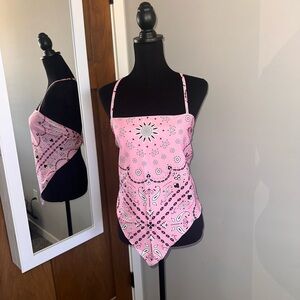 Pink Bandana Print Tie Too